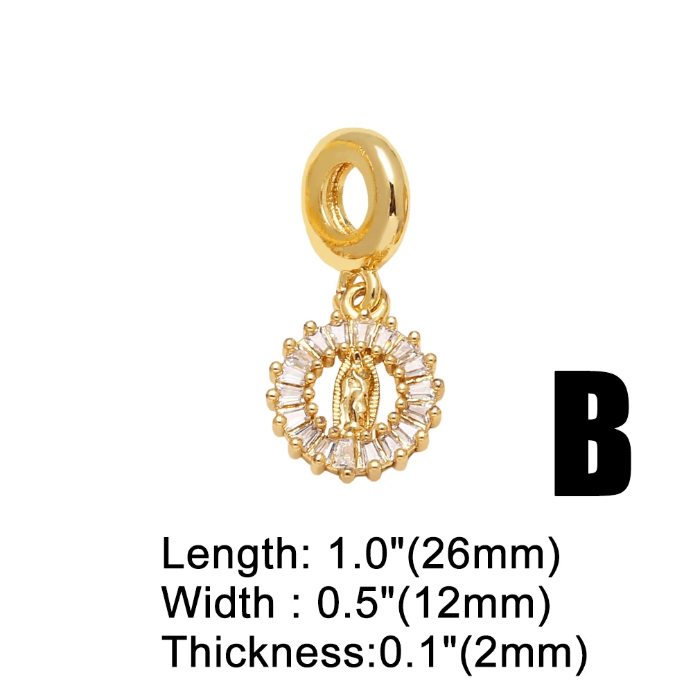 OCESRIO Fashion White Crystal Virgin Mary Pendant for Necklaces Copper Gold Plated San Benito Jewelry Making Component pdtb668