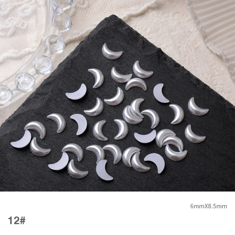 Approx 200pcs Baroque Pearl White Irregular Shape Nail Art Charms Heart Moon Rhombus 3D Resin Mini Nail Decoration Accessories