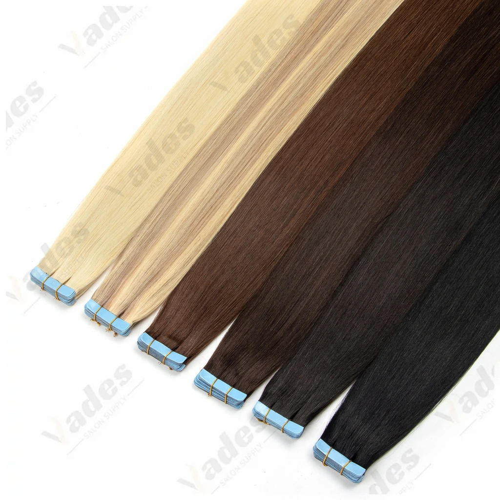 Tape-In-Haarverlängerungen aus Echthaar für Frauen, Skin Weft Remy, natürliche Tape-In-Extensions, 50 g/Packung, volle 24-Zoll-Länge.