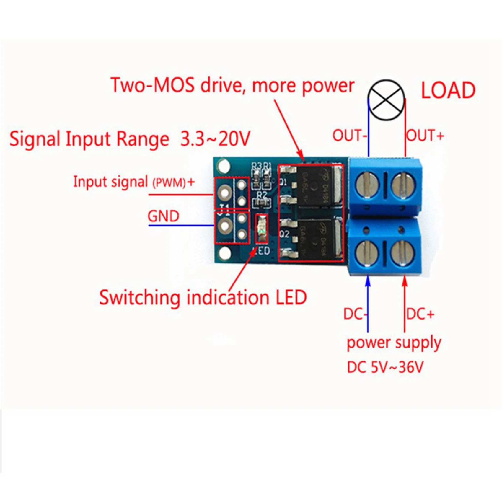 A74E-200PCS DC 5V-36V 15A(Max 30A) MOSFET MOS FET Trigger Switch Driver Module 0-20Khz PWM Regulator Control Panel