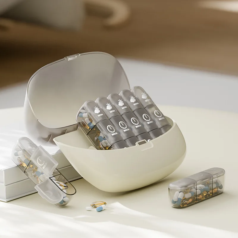 Pill Box Large Clear Marked 21 Compartments for 7 Days Divided for Three Daily Meals of Morning Noon and Night for Seniors