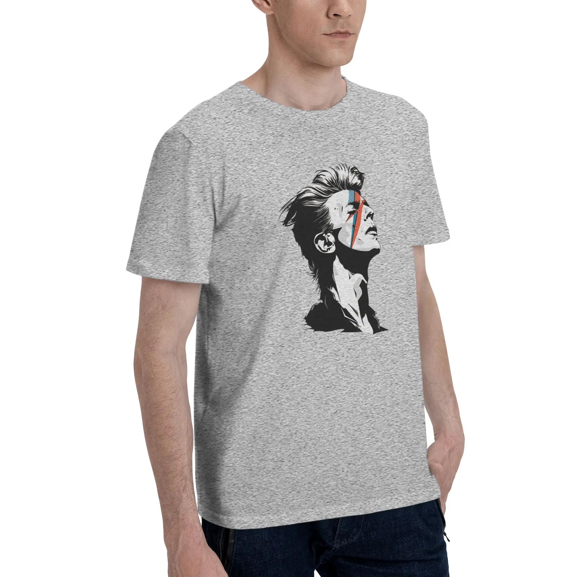 1 Piece Vector Art Graphic Funny 100% Cotton T-Shirt Aladdin Sane Tees Tops For Men