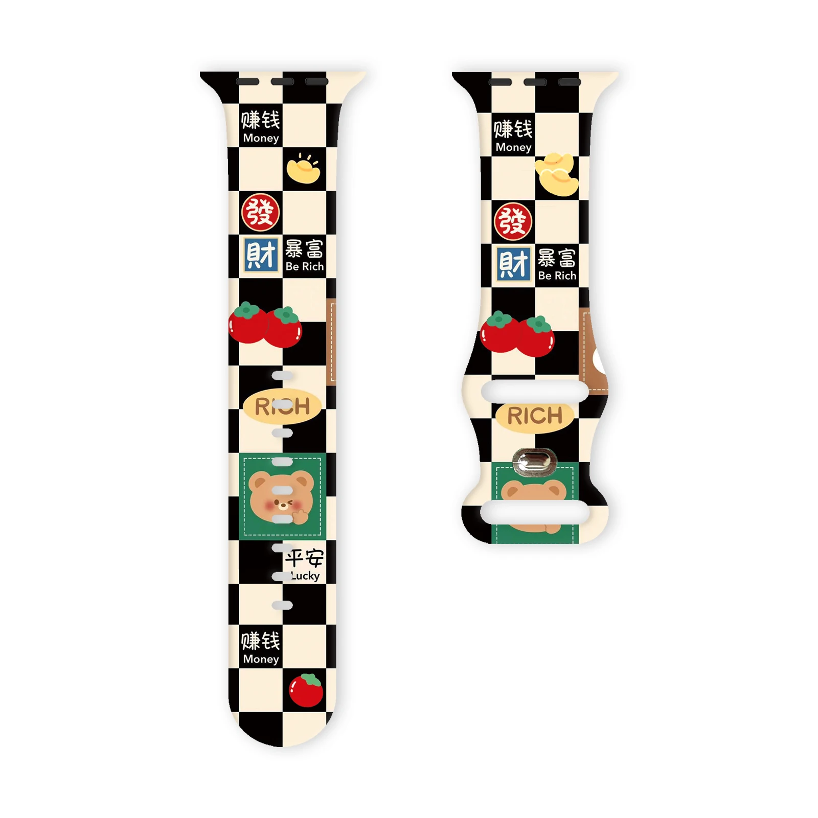 

Check Pattern Series Print Strap for Apple Watch 11 10 9 8 SE Silicone Band Replaceable Watchband for iWatch 42mm 41mm 40mm 38mm