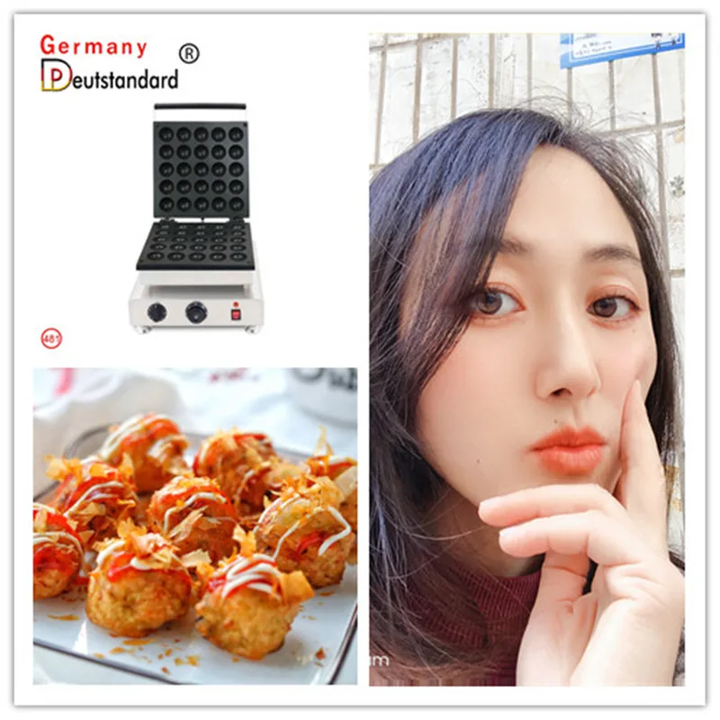 Commercial 25 Holes Octopus Ball Takoyaki Waffle Balls Maker Machine Stainless Steel Big Grill Fish Ball Waffle Making Eqipment