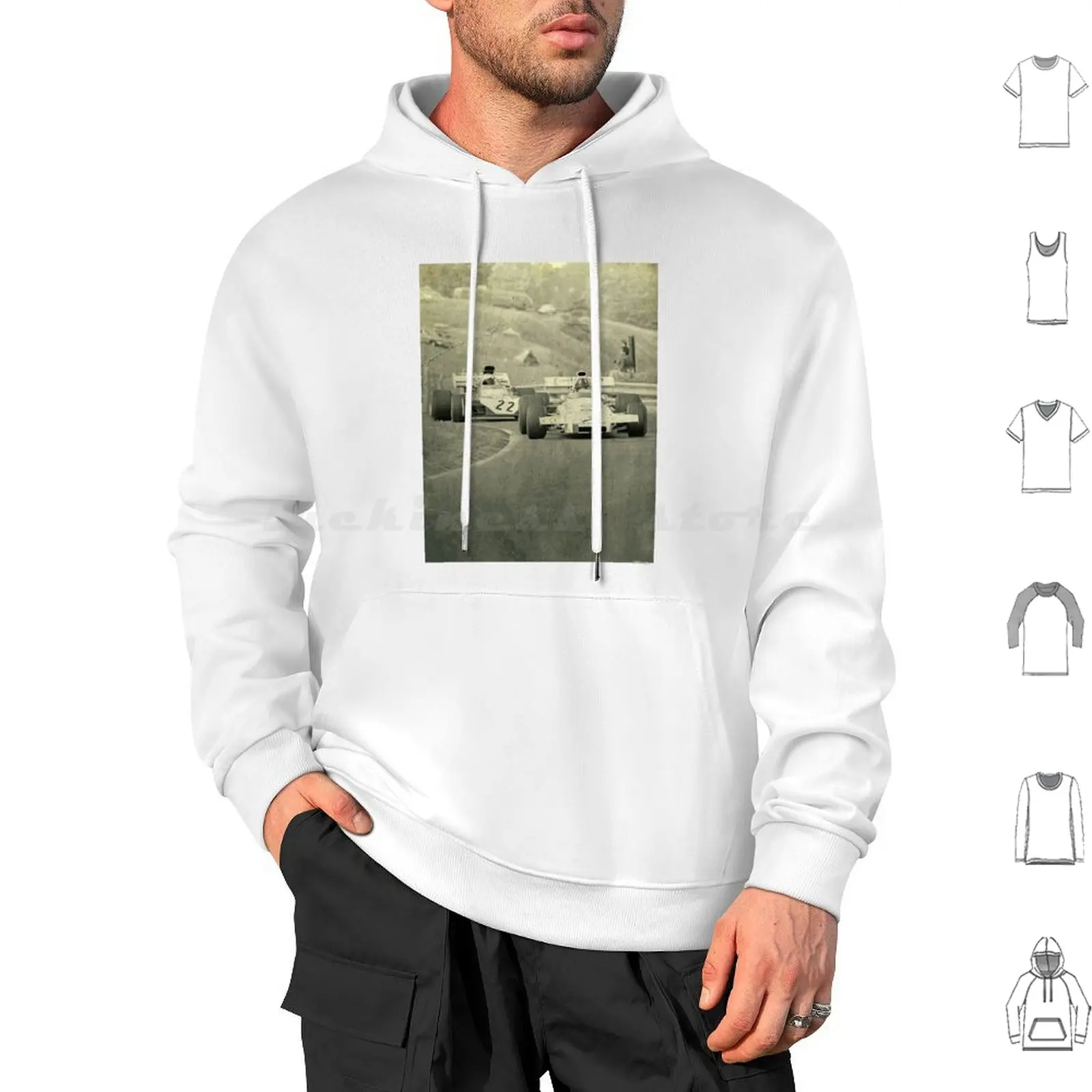 

Hill-Canadian Gp 1972-Brabham Hoodies Long Sleeve Vintage Old B W Black And White Sepia Effect Motorsport Racing Canada
