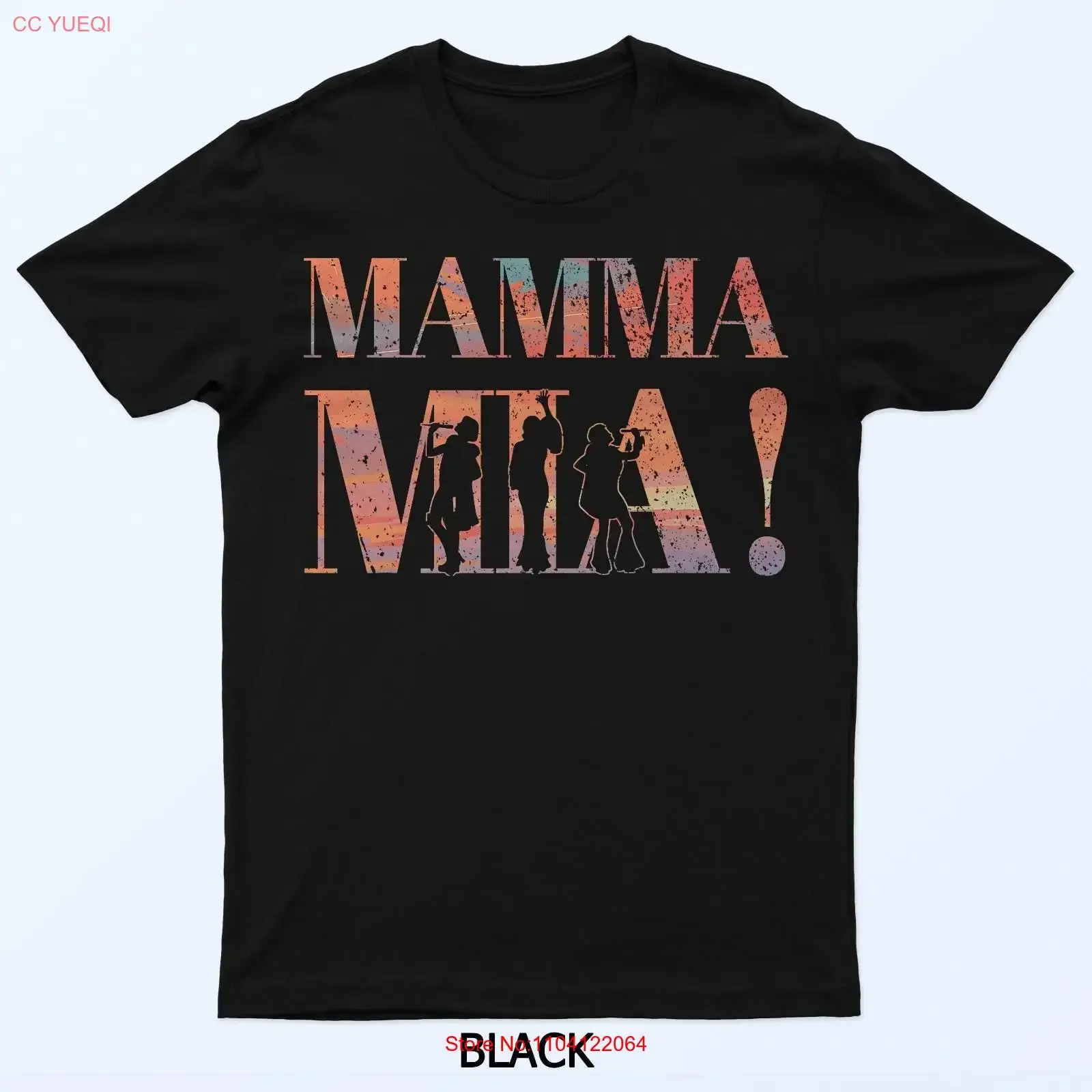 Mamma Mia Retro Disco Dancing Silhouette 70s Vibes T Shirt vintage Washed Casual Slightly graphic Comfortable Stretched
