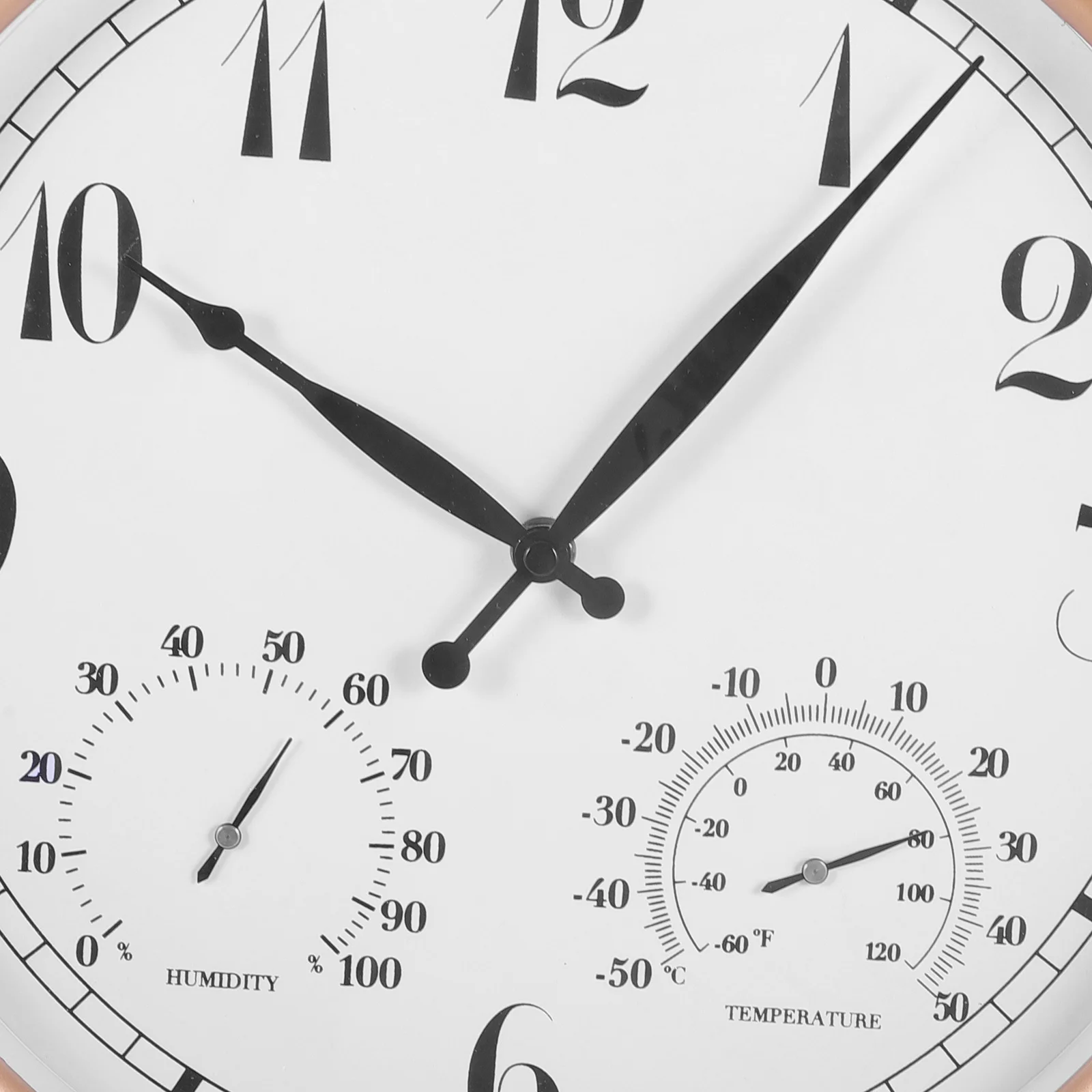 

1pcs Outdoor Wall Clock Thermometer Hygrometer Arabic Numerals Large Display Vintage Style For Patio Garden Fence Garage Decor