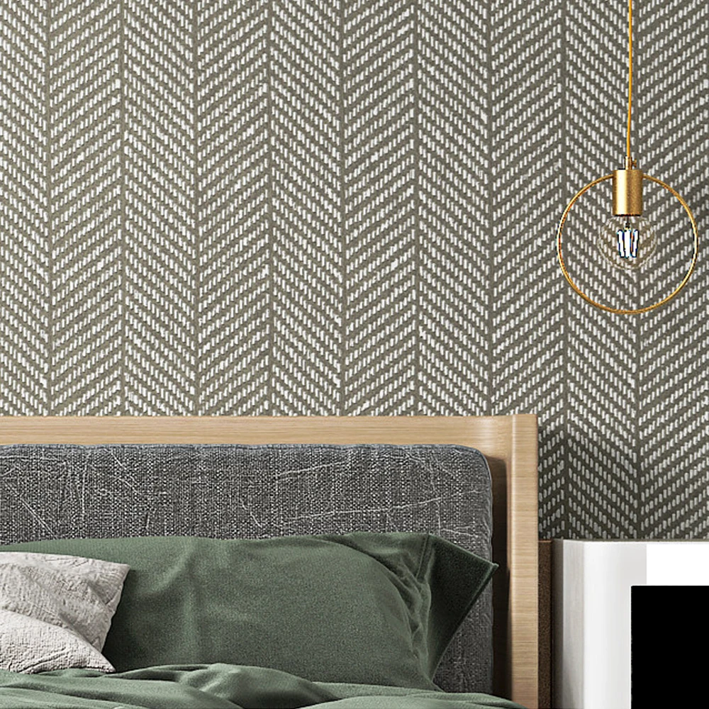 Modern Herringbone Chevron Wallpaper Non-woven Textured Neutral Wall Paper for Home Decoration Bedroom Office Renovation