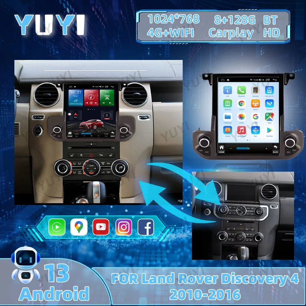 9.7 Inch Car Radio for Land Rover Discovery 2010 2013 2014 2015 2016 Android 13 GPS Navigation DVD Media Player, BT Car Audio