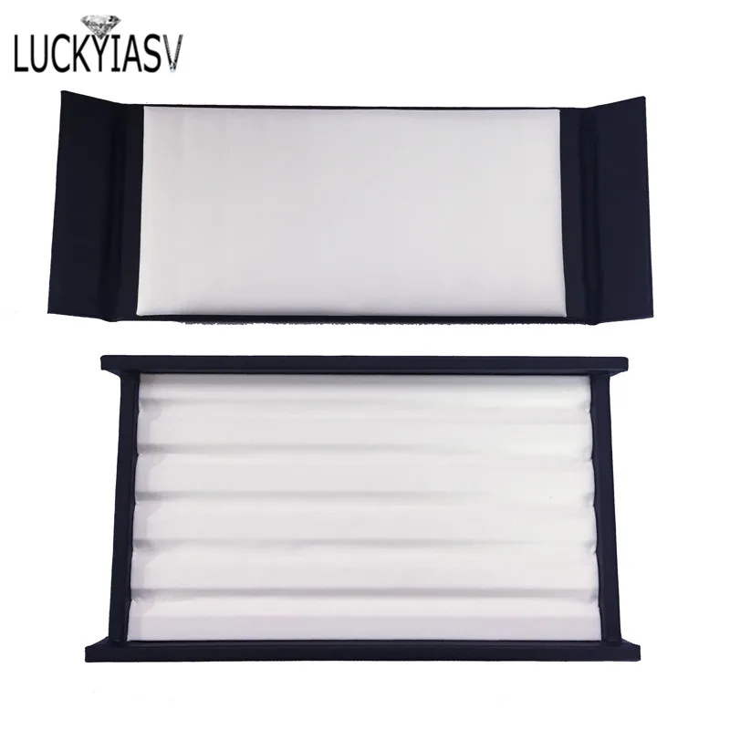 PU Leather Bare Stone Gemstone Jewelry Box Magnet Stone Storage Display Box Gem Display Counter Exhibition Lid V Groove Box