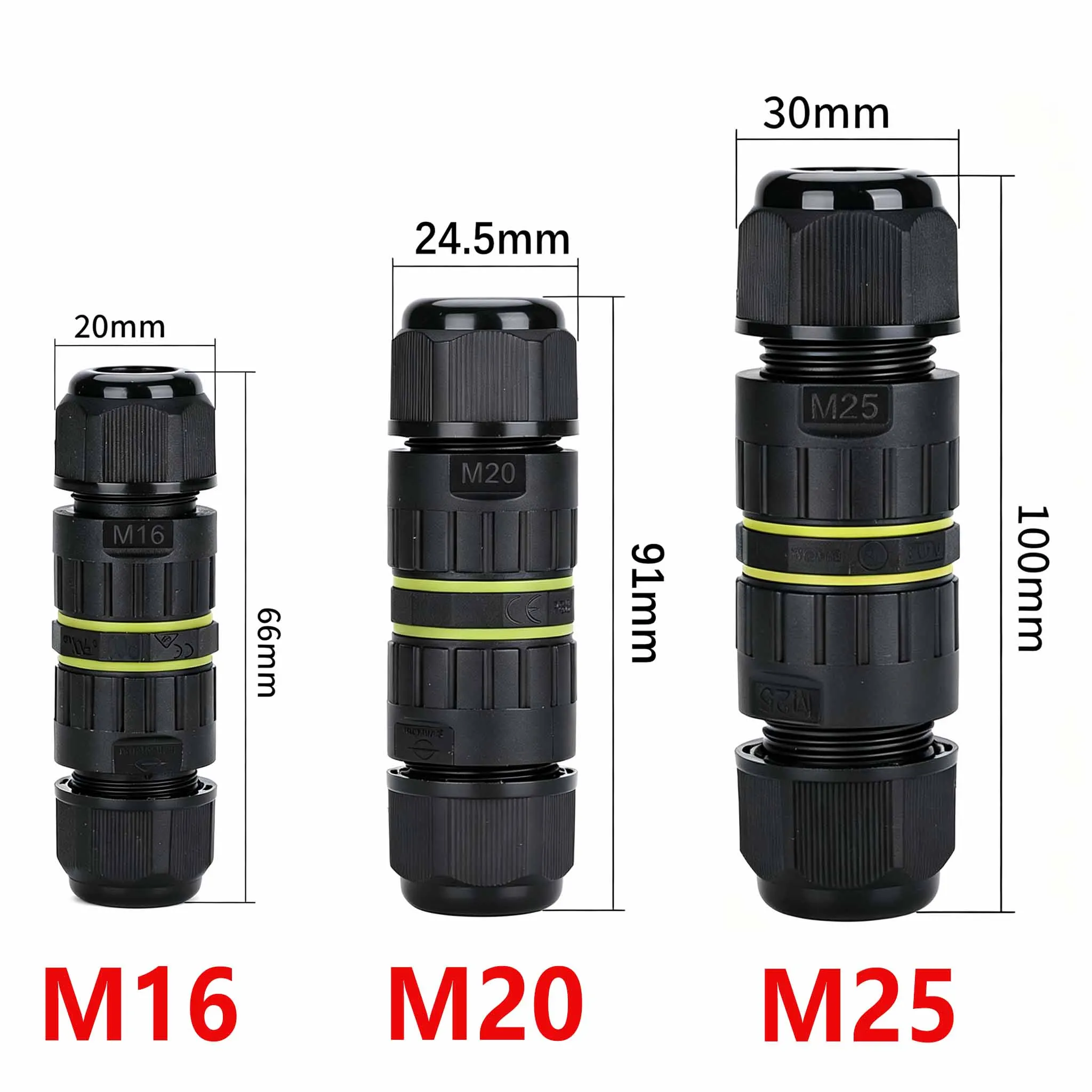IP68 Waterproof Cable Connector M16 M20 M25, 2 3 4 Pin Screw Terminal Connector, Outdoor Junction Cable Joint for LED DIY Wiring