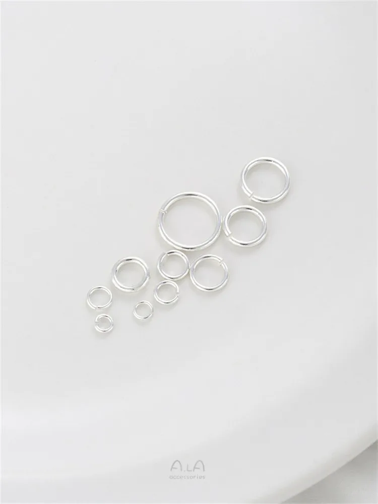 Copper Clad 925 Thick Silver Open Ring Handmade Single Circle O Ring Connection Ring DIY Bracelet Earrings Jewelry Material