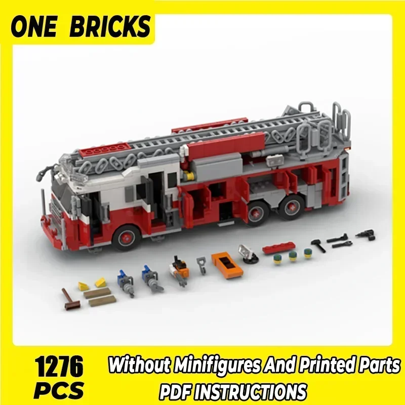 Moc Bouwstenen Auto Model New York Brandweer Ladder 102 Express Technologie Blokken Geschenken Kerst Speelgoed DIY Sets Montage