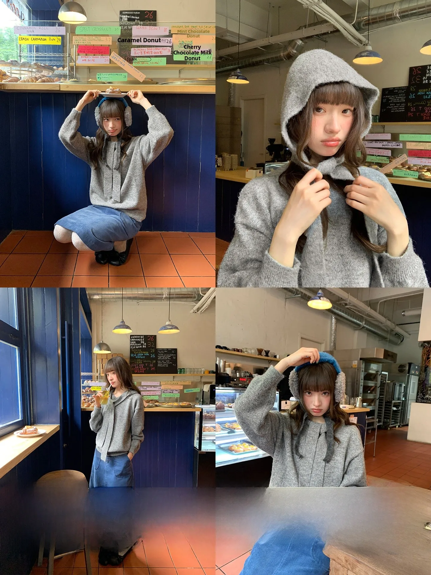 

Женский свитер Hello ey V-ne с отстегивающимся декоративным капюшоном, комплект из двух предметов, осень 2025, новинка, повседневный стиль