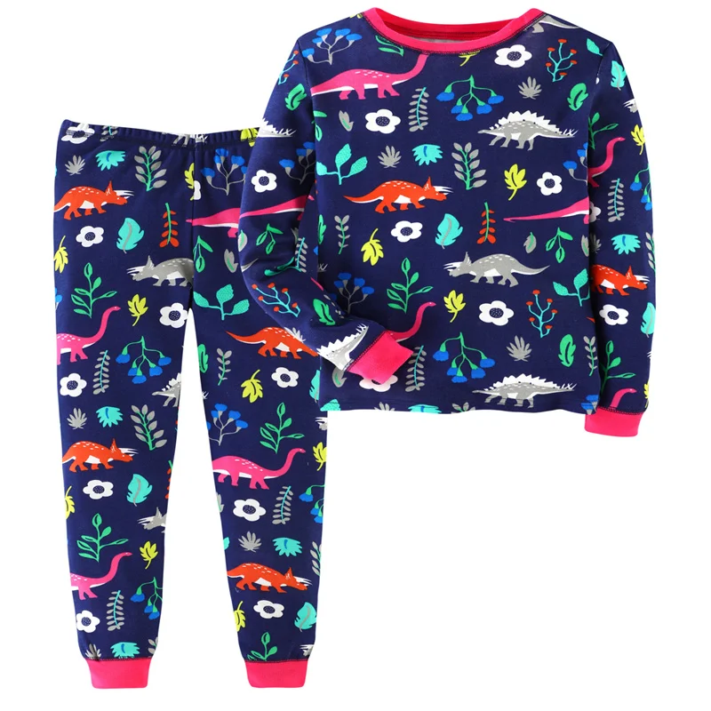   Jumping Meters Hot Selling Sleepwear Pyjamas Boys Girls Clothing Sets Animals Print Autumn Winter Kids Outfits Suit