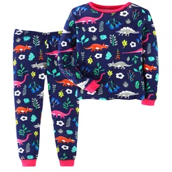   Jumping Meters Hot Selling Sleepwear Pyjamas Boys Girls Clothing Sets Animals Print Autumn Winter Kids Outfits Suit