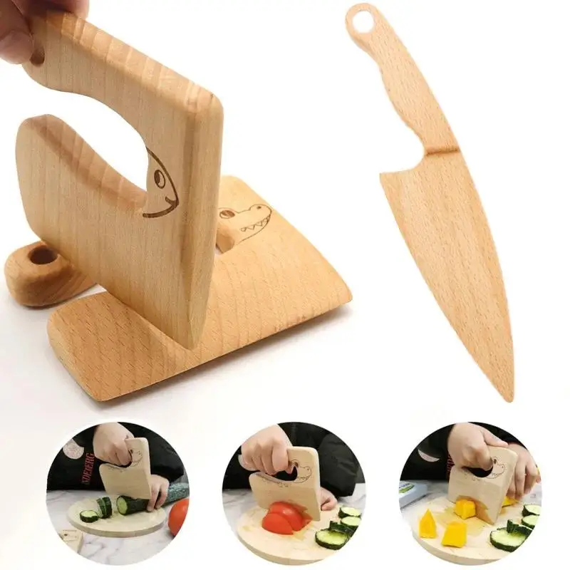 Poisson pratique en forme de dinosaure, jouet de cuisine pratique, coupe-légumes et fruits, outil jouets en bois pour enfant