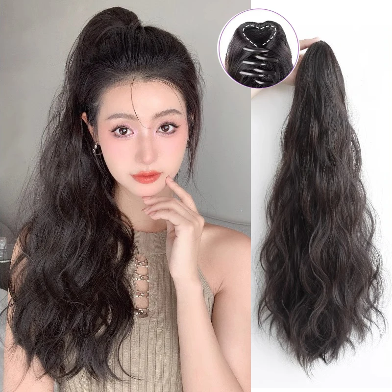 22Inch Synthetic Long Curly Ponytail Claw Clip Hair Extension Hairpiecefor Women