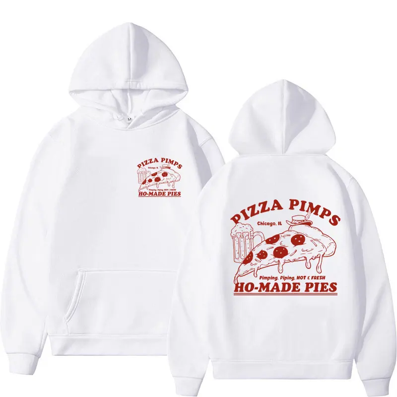 Funny Pizza Restaurant Print Hoodies Men Women Trendy Vintage Style Sweatshirt Oversized Casual Autumn Winter Hoodie Streetwear