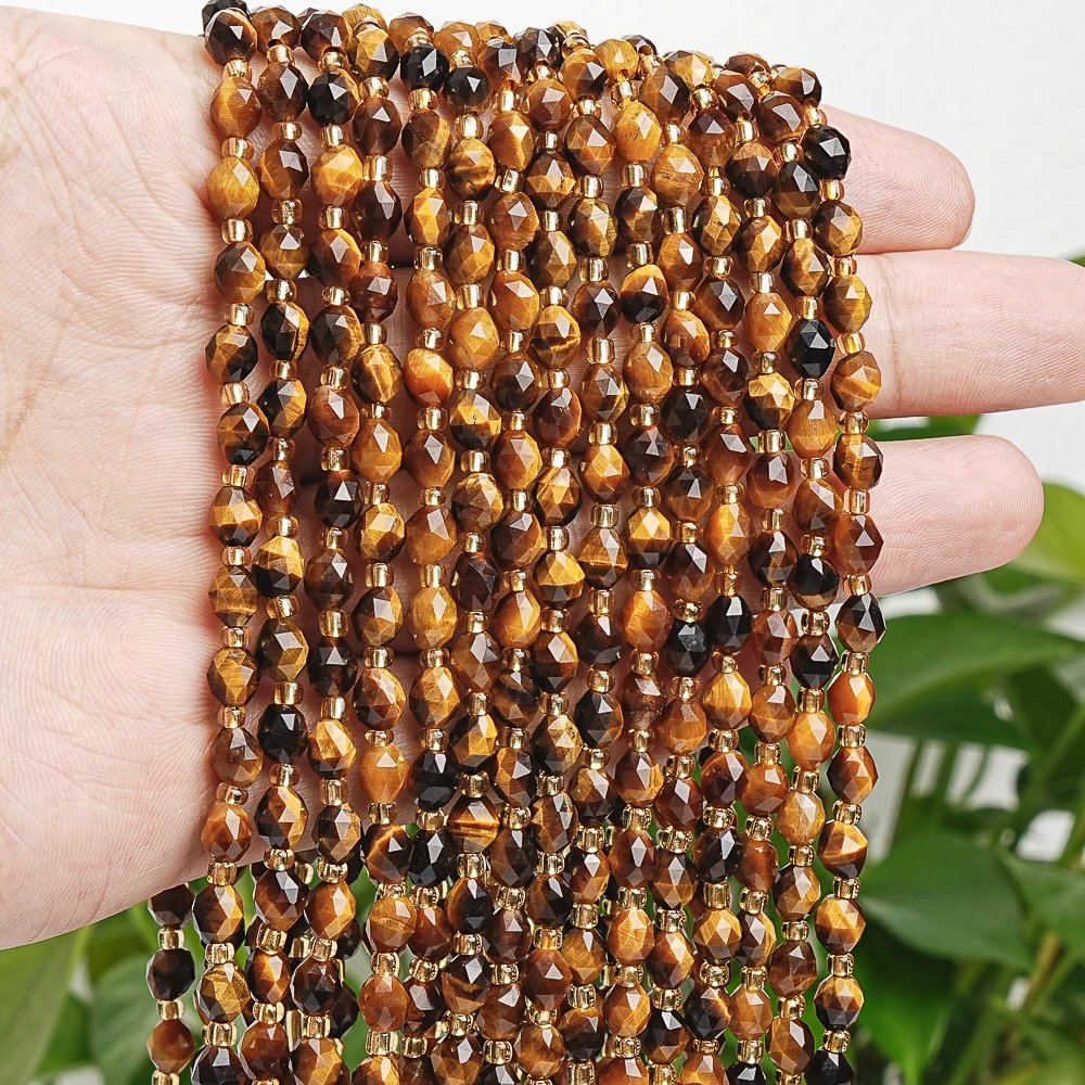 Natural Stone Tiger Eye Beads Grade AA Yellow Loose Spacer Gem Triangle Cut For Jewelry Making Diy Bracelet Accessories Strand