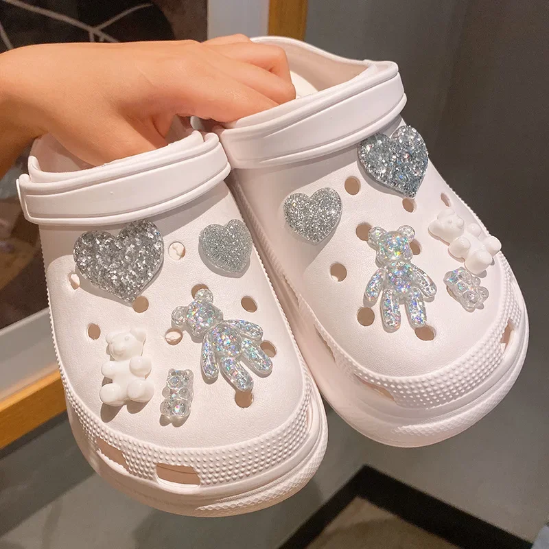 Hot Fashion Cool Crystal Bear Croo Charms Accessories 5 Styles Wholesale DIY Slippers Souvenir Decoration Gifts for Children