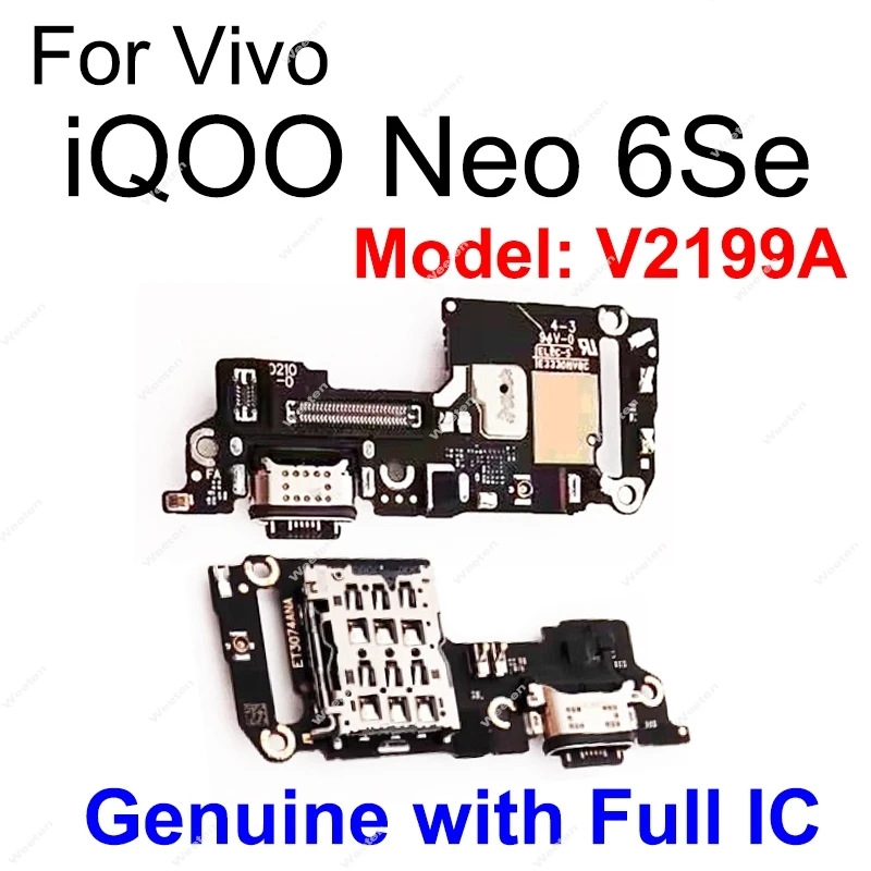 Voor Vivo Iqoo Neo 6 Neo 6se Usb Opladen Dock Board Sim Kaart Gleuf Board Usb Oplader Poort Board Jack Connector Board