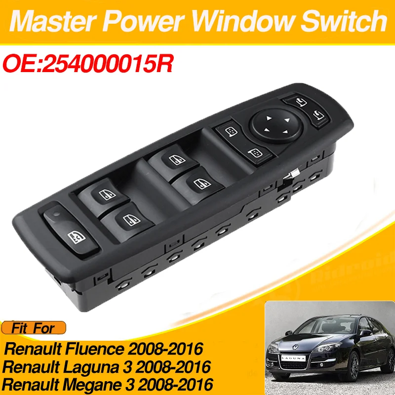 

254000015R Car Window Control Switch Master Button For Renault Fluence Laguna 3 Megane 3 2008-2016 13 Pins 809610006R