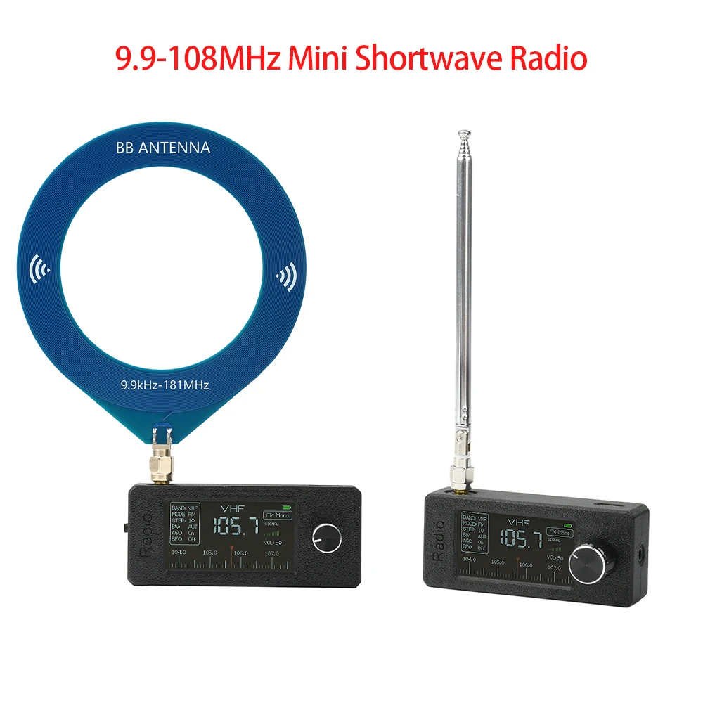 Radio portable à ondes courtes 1,9 pouces ESP32-S3 SI4732, récepteur FM AM LW SW LSB USB pleine bande 9,9 kHz-108 MHz avec antenne