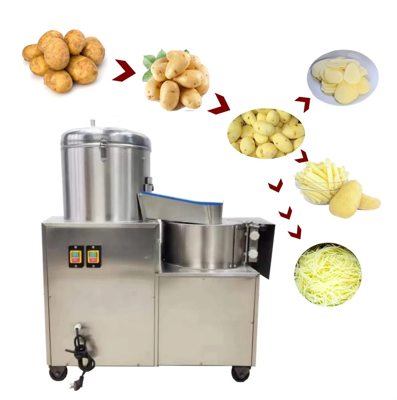 Máquina peladora de patatas Industrial completamente automática, componentes centrales, Motor para lavado de frutas, pelado, rebanado, fabricación de chips