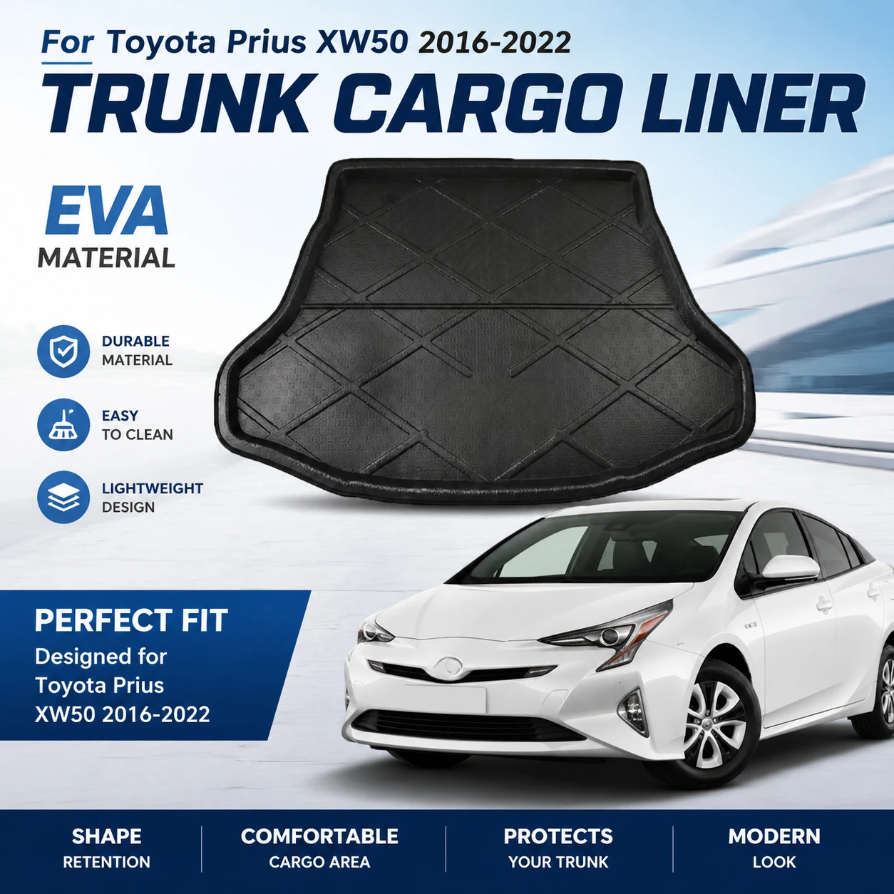 Für Toyota Prius XW50 2016-2022 Kofferraummatte Hintere Bodenwanne Kofferraumauskleidung Teppich Laderaummatte Schmutzschutz