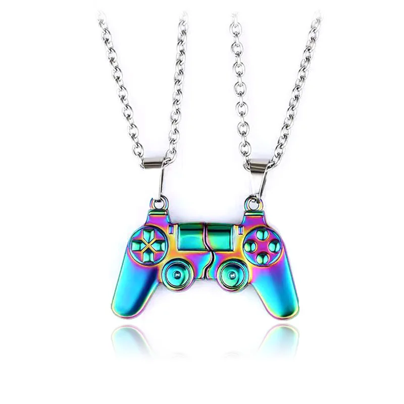 Game Console Handle Magnet Best Friend Pendant Necklace Men Women Double Chain Necklace Lover Jewelry Lovers Gifts