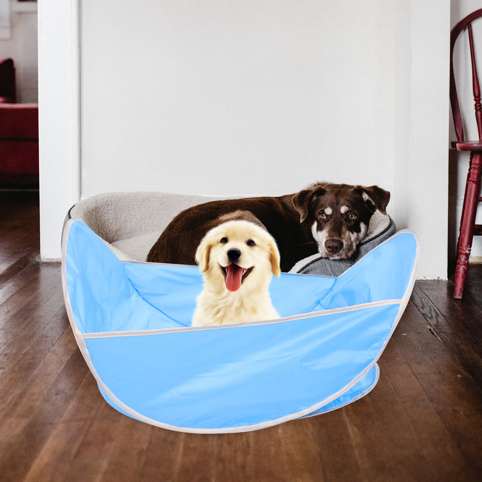 

Pet Shaving Bib Hair Catcher Grooming Puppy Cats and Dogs Bibs Cloth Cutting Apron Trimming Container