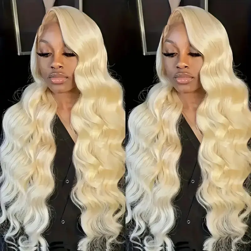 613 Blonde 150 Density 13X4 HD Lace Wigs Human Hair 13X6 Frontal Colored 38 Inches Pre-Plucked Body Waves Glue-Free Wig