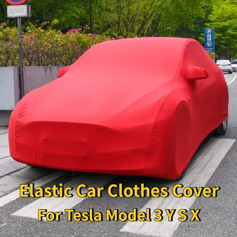 Elastic Car Clothes Cover for Tesla Model 3 Y S X 2021-2026 Sunshade Insulated Elastic Stretch Cotton Tight Anti-dirt Protection