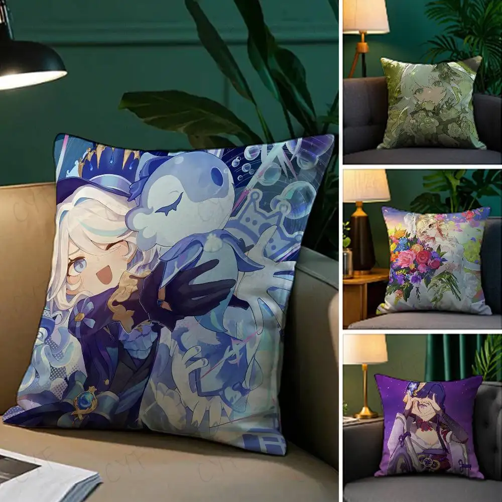 

Hot Games Genshin Impact Pillow Case Custom Printed Brushed Fleece Pillow, Baby Skin-Touch, Eco-Friendly Dye-Sublimation Cushion