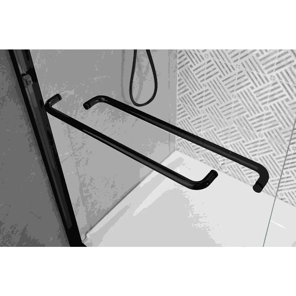 Shower Door 56-60 in W X 72 in H, Black Sliding Shower Glass Door Adjustable Semi Frameless Shower Doors