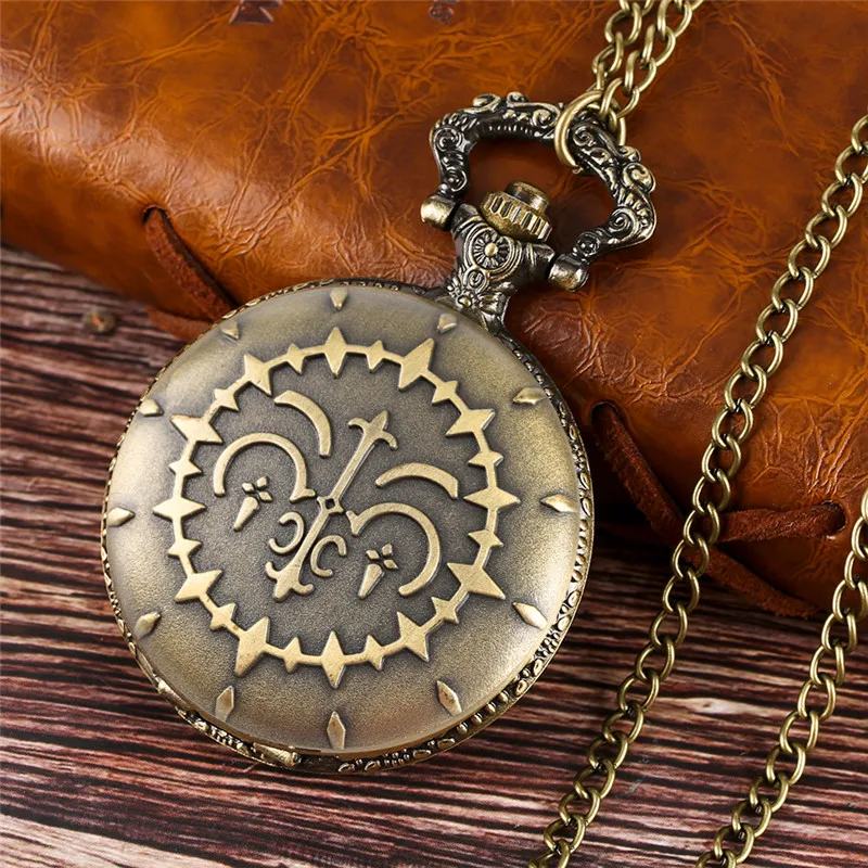 Classic Retro Quartz Pocket Watch for Men Women Bronze Full Hunter Watches Alloy Pendant Necklace Chain Reloj de bolsillo