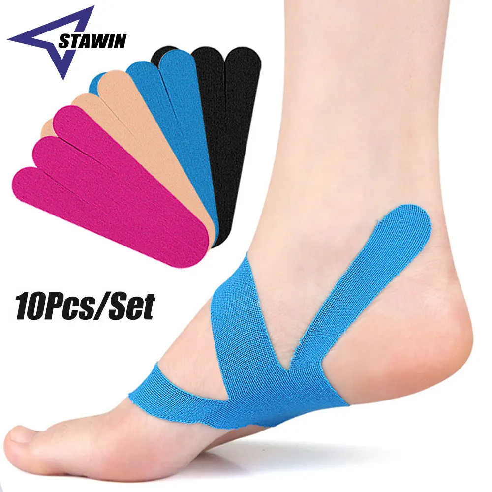 10 Stück/Set vorgeschnittenes Kinesiologie-Tape für Plantarfasziitis – elastische Unterstützung und Stabilität – wasserfestes, hypoallergenes Sportband
