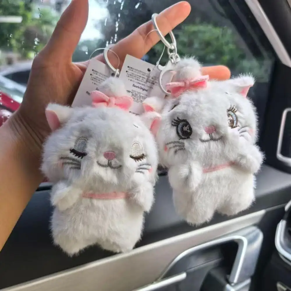 LLavero de peluche de gato Marie de los Aristogatos de Disney, monedero con cremallera de doble capa, mochila portátil, adorno colgante, regalo de Navidad para niña