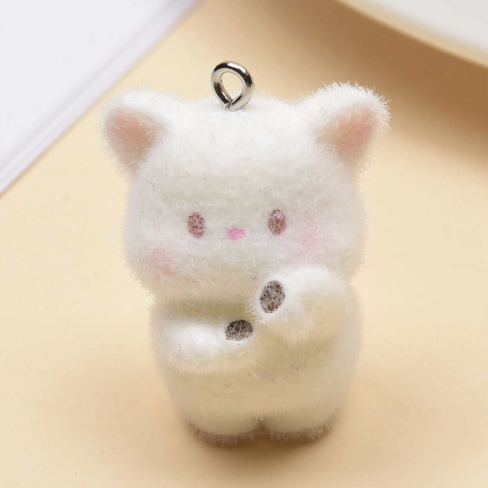 20pcs Cartoon Cute Resin Charms Flocking Doll little bear Pendant For Earrings Keychains Making DIY Jewelry Accessories