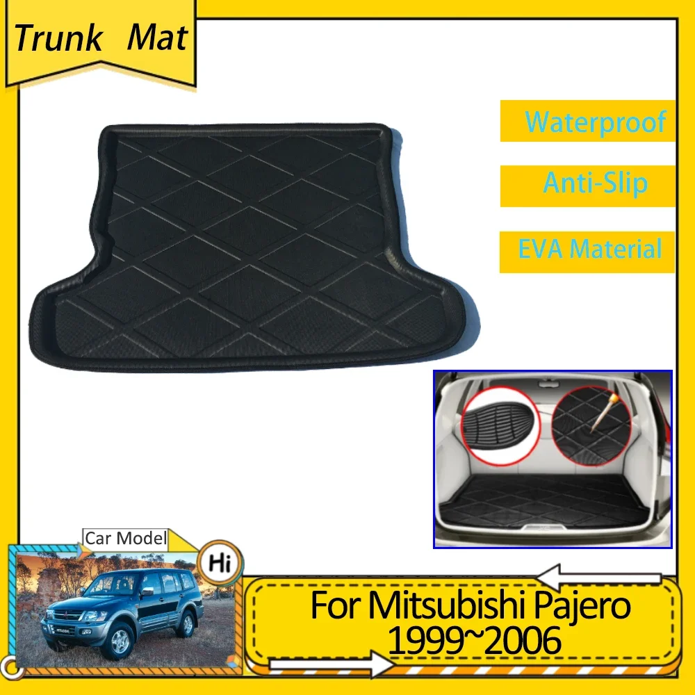 Car Rear Trunk Mats for Mitsubishi Pajero Shogun Montero V60 1999~2006 2001 Luggage FLoor Cargo Pads Boot Tray Waterproof Carpet