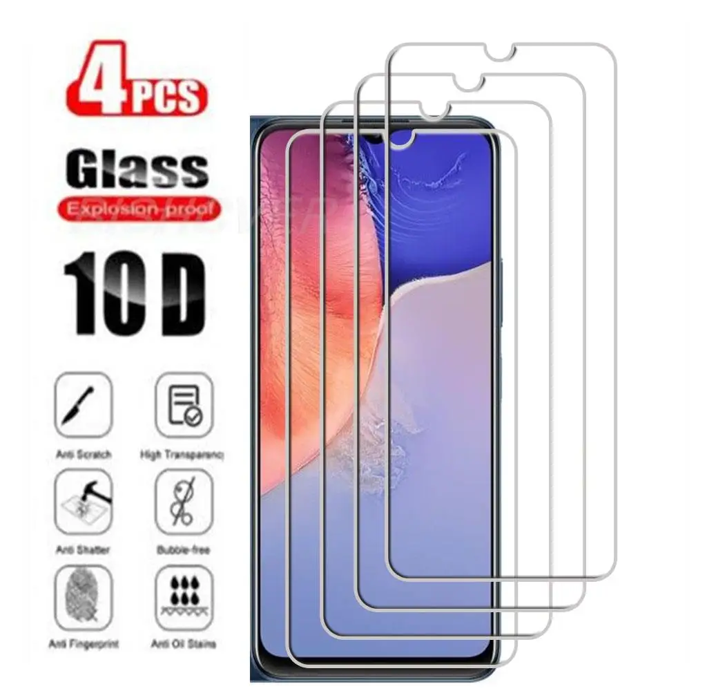 4Pcs Tempered Glass For Vivo Y01 Y15s Y10 Y15a Y15c V2120 V2147 V2134 Screen Protector Phone Protective Glass Film 9H