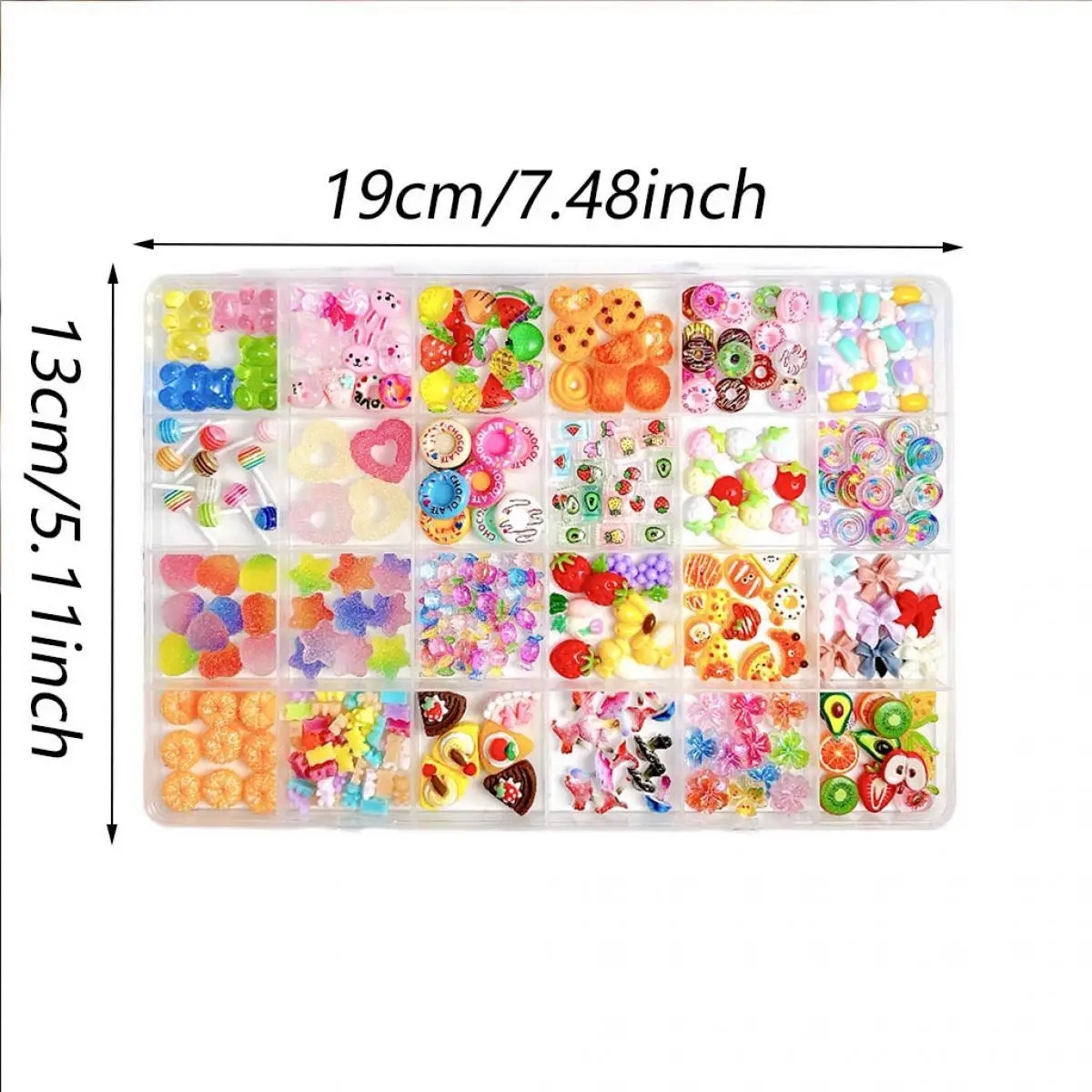 1 Box Bunte Multi-Style Mixed Nail Art Dekoration Harz Obst Süßigkeiten Serie Schleife Blume Nagel Charms Zubehör für Maniküre DIY
