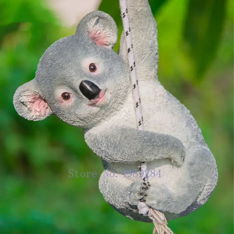 

X22Creative Simulation animal outdoor patio garden Cartoon Koala panda Swinging suspension Animal sculpture Crafts decorations