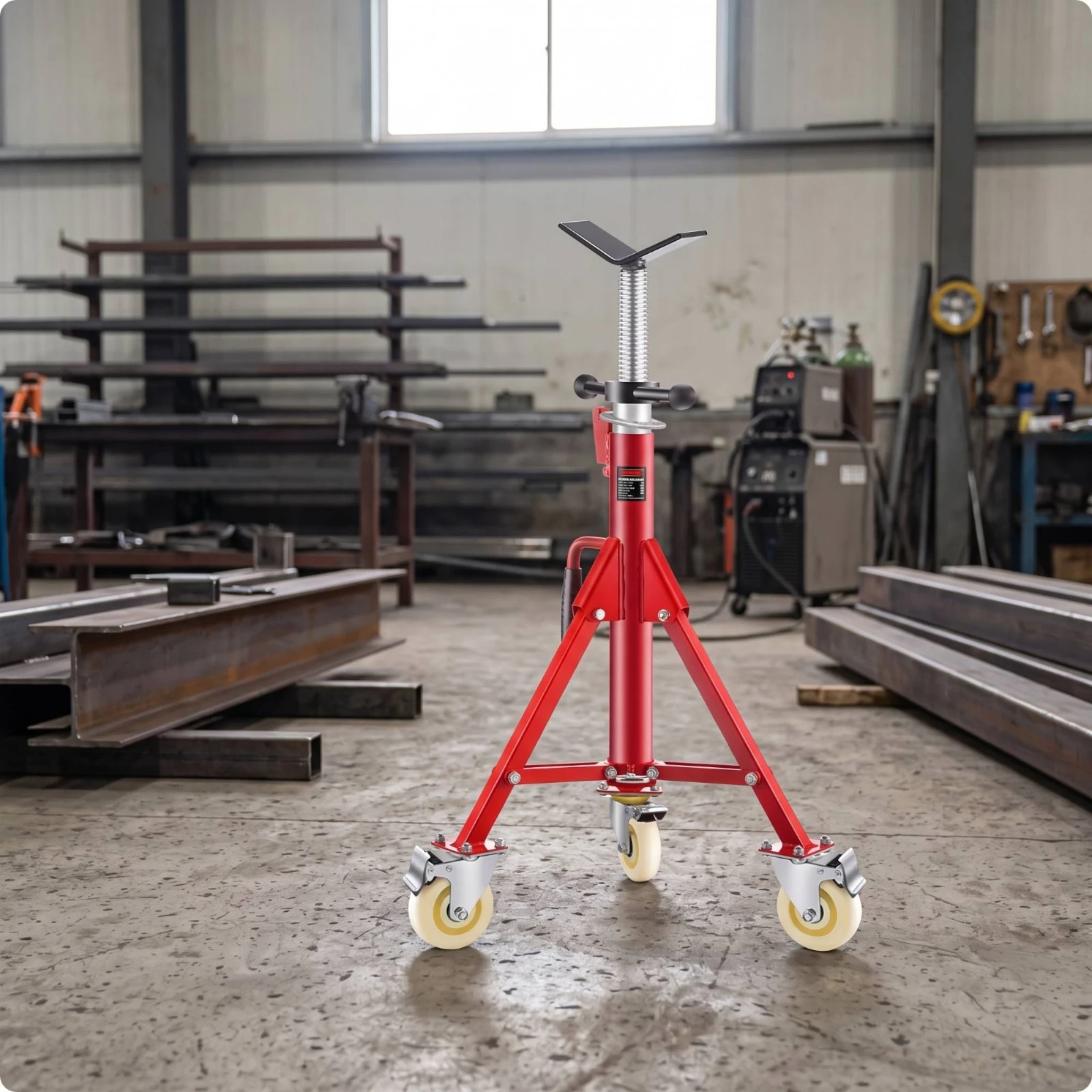 Pipe Stand with Wheels Heavy Duty V-Head Pipe Stand Hardware Mobile Stable for Pipefitters, Workshop, Jobsite