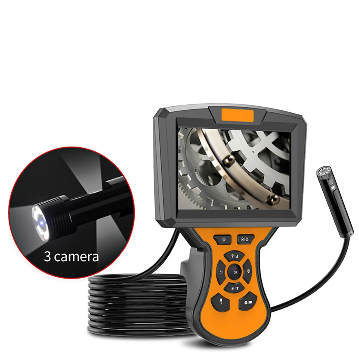 

5Inch Large Screen 8MM 2MP 1080P Triple Lens Handheld Endoscope CMOS Borescope Inspection Otoscope 3 Camera Digital Microscope