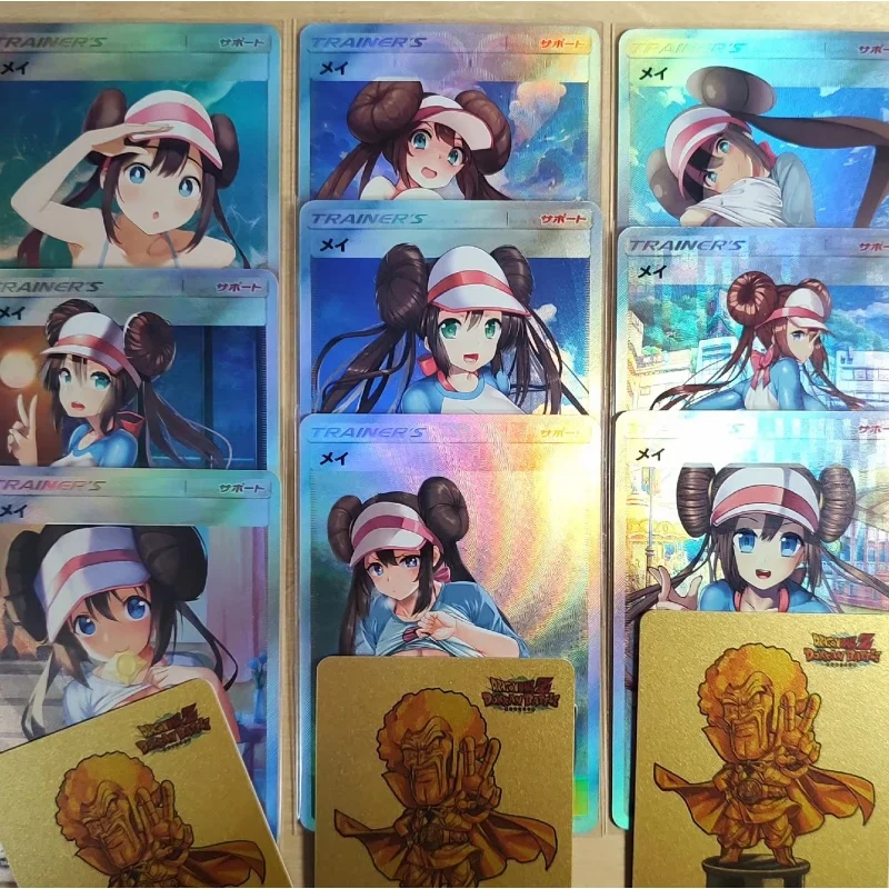 Pokemon Ptcg Trainer serie Color Flash Lillie Rosa tarjeta Nessa Dawn hecho a sí mismo Diy personajes del juego de Anime colección tarjeta juguete para regalo