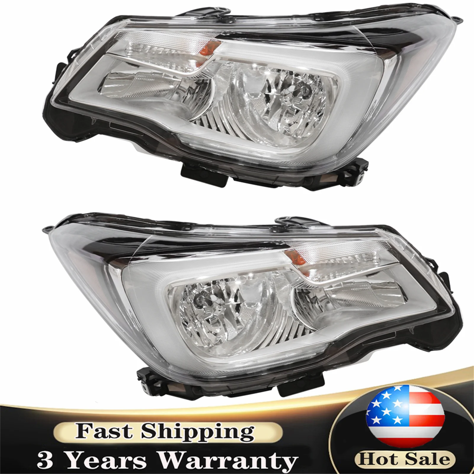 

For 2017 2018 Subaru Forester Halogen Headlight Lamp Car Assembly Driver Left/ Passenger Right Side/ Pair