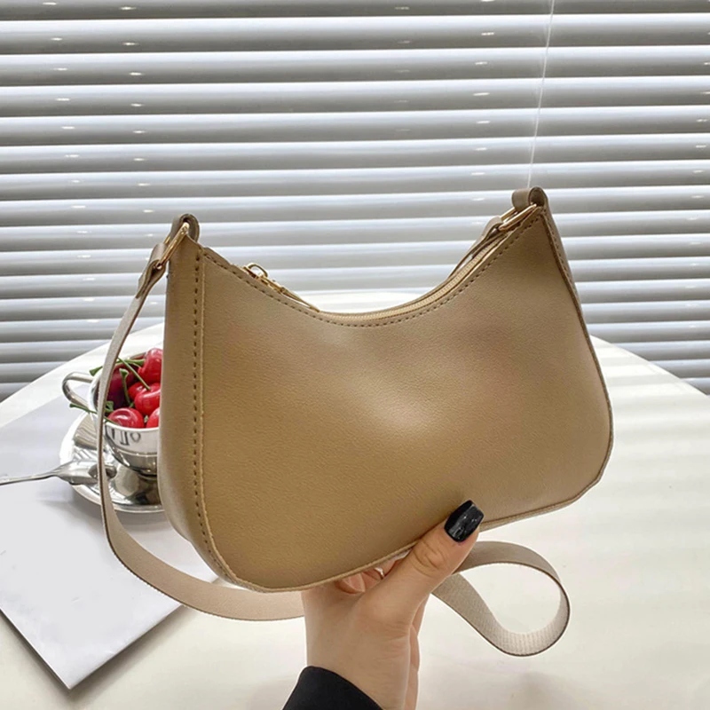 Retro einfarbig pu Leder Schulter Achsel Tasche Damenmode Handtaschen Hobos Geldbörsen und Handtasche Damen Umhängetaschen – Detail 22