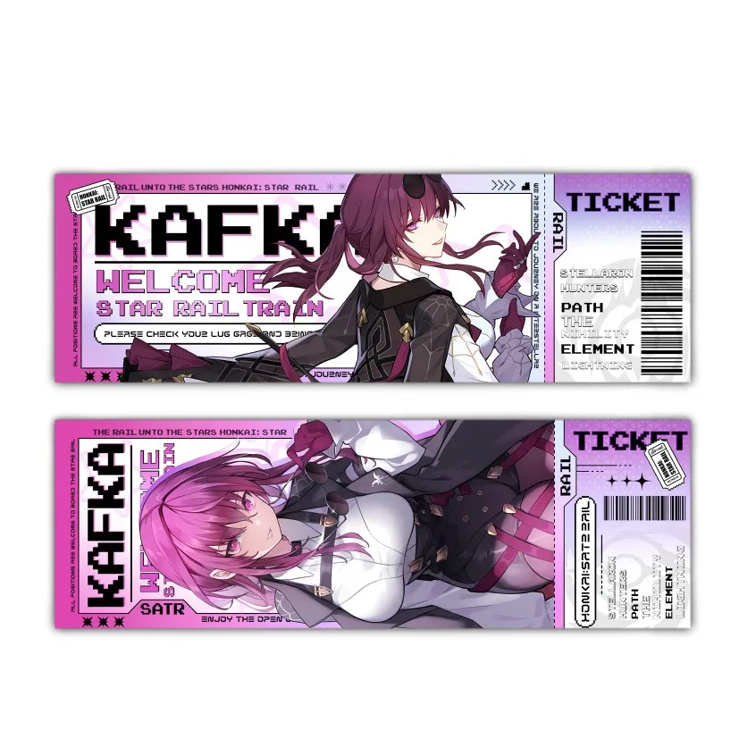 Game Anime Honkai: Star Rail Silver Wolf Kafka Danheng Jingyuan Double-sided Bookmarks Laser Ticket Cosplay Collection Cards